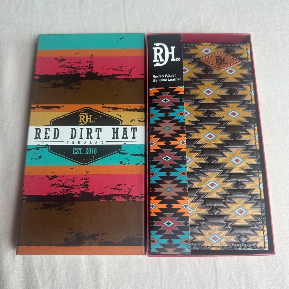 Red Dirt Hat Co Men Rodeo Wallet Genuine Leather Southwestern Pattern 23111876W5